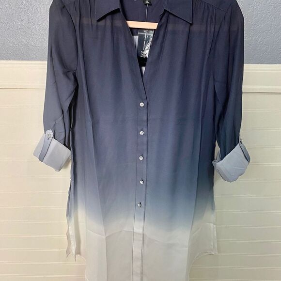 Inc Dip-Dyed Button-Front Tunic - Picture 6 of 9